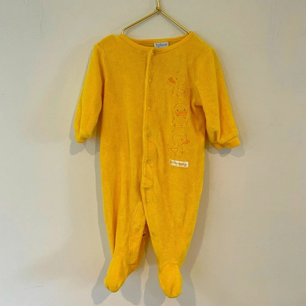 Vintage Carter's Tykes Rubber Ducky Romper Bib Set Size 3-6 months